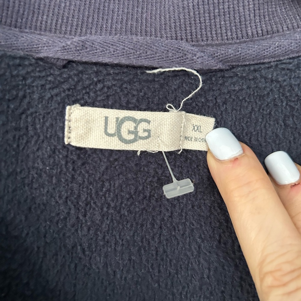 UGG Men's Dark Navy Quarter-Zip Pullover Sweater - Picture 2 of 2